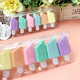 Pens 24 Pack/Lot Creative Mini Ice Cream Highlighter Kawaii 6 Colour