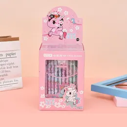 Pens 48 PCS/LOT KAWAII Kiraz Unicorn Silinebilir Jel Kalem Sevimli 0.5mm İmza Pens Promosyon Hediyesi Ofis Okul Malzemeleri