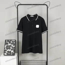 xinxinbuy Herren Designer T-Shirt 23ss Letter Flower Stickerei Kurzarm Baumwolle Damen Gelb Schwarz Weiß XS-L