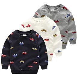 T shirts Spring Autumn Korea Style 7 8 9 10 Years 130cm 140cm Children'S Long Sleeve Cartoon Car Print Baby Kids Sweatshirt For Boy 230627