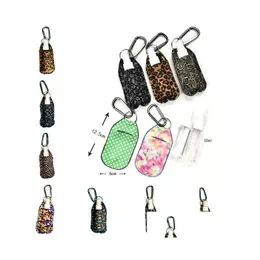 Keychains Lanyards Fashion Neoprene Hand Sanitizer Bottle Holder Keychain 50 ml Spray Carabiner 3 st/Set Portable Alcohol Disinfec DHSPF