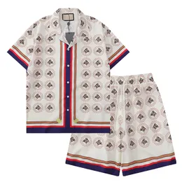 camicia da bowling in seta caleidoscopio 22ss Camicie casual da uomo a maniche corte con stampa Harajuku Hip Hop Beach Button Top