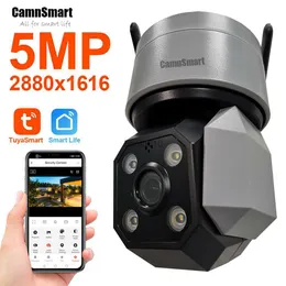 5MP Outdoor Wifi Security Camera Tuya Smart Home Protection Wireless IP CCTV RJ45 Cable Connection NVR PTZ Dome Surveillance L230619