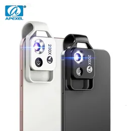 望遠鏡双眼鏡Apexel 200x拡大顕微鏡nsを備えたCPLOMI d Light Micro Pocket Macro nses for iPhone Xiaomi Samsung Huawei HKD230627
