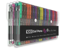 Pens Huiqin 100 Gel Pen Conjunto com estojo para crianças ou kit de escrita de adultos inclui glitter metálico e géis de ponta fina lisa de neon