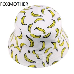 FOXMOTHER 뉴 여름 블랙 네이비 바나나 어부 모자 양동이 모자 여성 여름