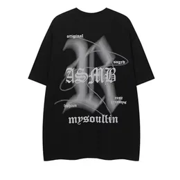 Herren T-Shirts Retro Goth American Streetwear T-Shirt für Männer Oversize Kurzarm Letter Print T-Shirt Sommer Lässige Hip Hop Y2K Tops 230627