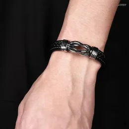 Strand Stainless Steel Bracelet 19/21/23 Cm Men's Leather Jewelry 2023 Punk Gifts