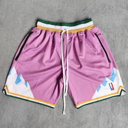 Outdoor Shorts MM MASMIG Purple Snow Mountain Drukowane z kieszeniem zamkiem błyskawicznym Donovan Mitchell Street Style Sports Pants 230627