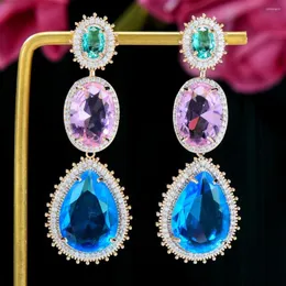 Dangle Earrings Soramoore Fashion Street Style Drop For Women Wedding Party Cubic Zircon Dubai Bridal Earring Boucle D'oreille 2023