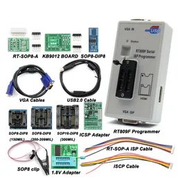 Calcolatori Originale RT809F Programmer ISP seriale con 11 adattatori +clip di prova SOP8 da 1,8 V +Cavo Edid Smart Chips Calcolatrice programmabile