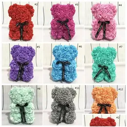 Bambole di peluche 25Cm Regali romantici di San Valentino Orsi di fiori di rosa Creativo Grande abbraccio Orso Regalo di Natale Zm1010 Drop Delivery Toys Stuf Dhuit