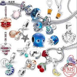 For pandora charms authentic 925 silver beads Linked Sister Hearts Split Pendant Star Bead