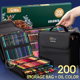 Pencils 4872120150200 Professional Oil Color Pencil Set Watercolor Drawing colored pencils with Storage Bag coloured kids 230627