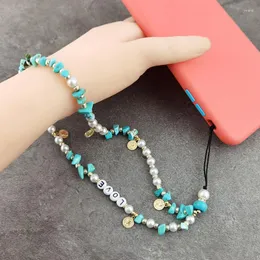 Pendant Necklaces Boho Letter Bracelet Band Keychain Short Phone Stone Pearl Lanyard Home Key Chain Car Ring For Women Kid Jewelry