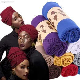 Bandanas 2021 Women's Stretch Wrapped Scarf African Headband Hair Care Turban Muslim Islamic Hijab Headwrap Nigerian Scarves Bandanas Cap x0628