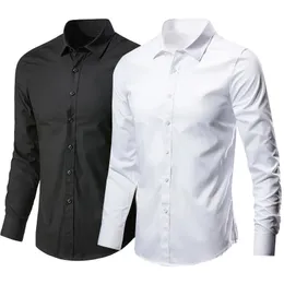 男性用ドレスシャツトレンドファッションシャツ男性のためのデイリーマンブラウス長袖レギュラーフィットビジネスカジュアルソーシャルホワイトドレスシャツ5xl 230628