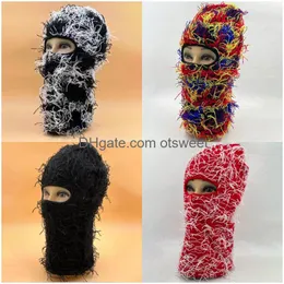 Berets Clava Died Knitted Fl Face Ski Mask Shiesty Camouflage Knit Fuzzy Drop Delivery Fashion Accessories Hats Scarves Gloves Caps Otjnc