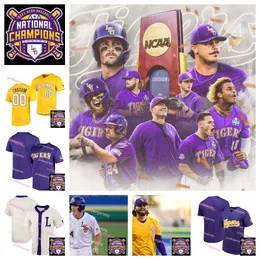 Dylan Crews 2023 MCWS National Champs LSU Tigers Baseball Jersey Alex Lange Jaden Hill Christian Little Alex Lange Ben McDonald Kramer Robertson Greg Deichmann