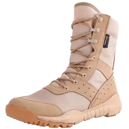 Botas de verão CQB Ultralight Combat Mesh Mesh respirável Canvas Militar Botas Militares Botas Militares Sapatos de Segurança das Forças Especiais.