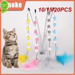 新しい10/15/20pcsペット製品演奏スティックコントラスト非毒性猫おもちゃ繊細なからかう猫おもちゃ猫の供給ヘアボールストリング