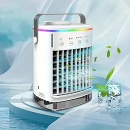 Portable Air Conditioner Fan, 4 In 1USB Mini Personal Space Cooler, Small Quiet Cooling Desk Fan With 4 Wind Speeds And Colorful Lights For Bedroom, Office, Home, Outdoor
