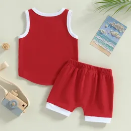 Kläder sätter baby pojke ärmlös t-short shorts usa brev tryck barn pojkar småbarn kläder dragskon 4 juli barn