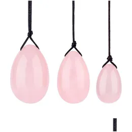 Massage Stones Rocks 3 Pcs/Set Natural Jade Stone Yoni Egg Crystal Chakra Healing Yoga Kegel Exercise Eggs To Train Pc Muscles Pei Dhabw