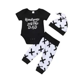 Ins Children's Fashion Dad Black Romper Fork Pants Set kids girls autumn clothing baby clothes boys sets 2023