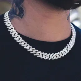 Цепи хип-хоп Iced Out мужские кубинские звенья 15 мм полное проложенное стразами хрустальное ожерелье Bling Майами CZ колье ювелирные изделия для женщин