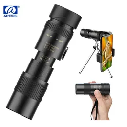 Binóculos de telescópio APEXEL 10-30x40 Zoom Monocular de alta potência Foco duplo Monóculos compactos para caminhadas caça acampamento Bak4 prisma com adaptador de telefone HKD230627