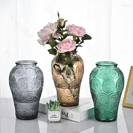 Vasi Nordic Girasole Vaso in vetro goffrato Home Modern Decor Relief Craft Terrarium Ikebana Soggiorno Decorazione Fiore