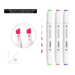 Markers TouchFive Colors Alkoholmarkörer Set Skiss Ritningsmarkör Filt Pen Dual Tip Coloring For Anime Comics Art Supplies Colori