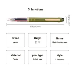 Pennor Japan Pentel Retro Color Limited Multifunktion Module Pen Threecolor Black Red Blue Gel Pen 2021 School Supplies