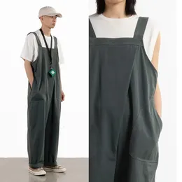 Mäns jeans japansk stil ren färg lösa salopetter mode casual byxor last streetwear jumpsuit rompers byxor 230628