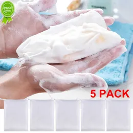 Ny 5st Bubble Foaming Net Bathing Soap Bubble Net Ansikt Care Cleaning Assistant Tool Exfoliating Body Wash Net Bag Badrumsverktyg