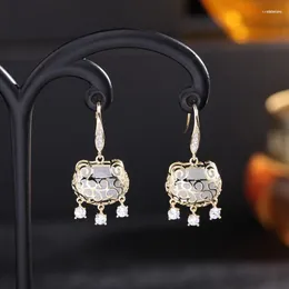 Boucles d'oreilles pendantes Style chinois Simple serrure sûre pour les femmes IGRS cristal gland traditionnel classique vacances bijoux amitié cadeau