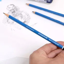 الإمدادات 4pcs الألمانية Staedtler أقلام الرصاص الأزرق قضيب الفحم رسم رسم كتابة فنية احترافية رسم القلم رصاص لوازم القرطاسية قرطاسية