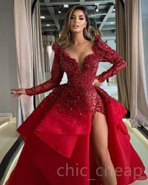 Aso ebi Dark Red Mermaid Dress Dress Crystals Evening Party Second Sextre Second Birthday Birntmaid Vragement Dresses Robe de Soiree Zj665 407