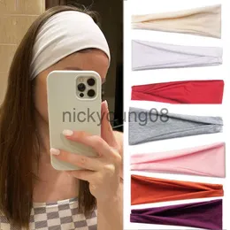 Bandanas Women Headband Solidny kolor szeroki turban skręt z dzianiny bawełniany sport joga fryzjerski pokręcony wiązany nagłówek zimowe hair akcesoria x0628