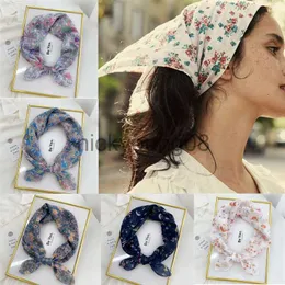 Банданы Ruoshui 58 * 58 см квадратный печатный цветочный шарф для волос винтажный женский платок женская бандана корейский стиль тюрбан головной убор x0628