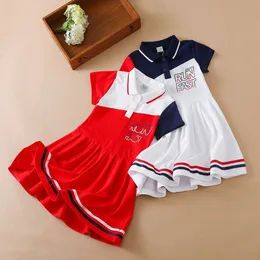 Платья для девочек Спортивное платье для девочек Детская летняя хлопковая одежда с короткими рукавами для детей Теннисная одежда с отложным воротником 4 10 лет 230628