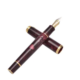 أقلام Hongdian N1 Retro Acrylic Resin Fountain Pen Series EF NIB Dark Red Office Pen