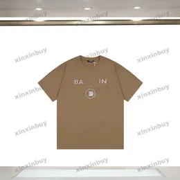 xinxinbuy Men designer Tee t shirt 23ss Paris etiqueta em relevo bolso manga curta algodão feminino vermelho preto branco S-2XL
