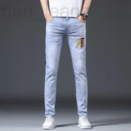 Мужские джинсы дизайнер 2022 летний модный бренд джинсы с вышивкой мужские светлые универсальные облегающие ноги эластичные синие длинные брюки N7QH
