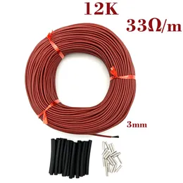 Reptile Supplies 10 To 100 Meters 12K Floor Warm Heating Cable 33 OhmM Infrared Film 220V Carbon Fiber Wires Coil 230627