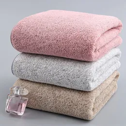 Serviette 70x140cm Charbon De Bambou Corail Velours Fibre Serviette De Bain Adulte À Séchage Rapide Doux Absorbant Solide Couleur Ménage Serviette De Bain 230627