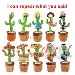 Stuffed Plush Animals Dancing Cactus Repeat Talking Toy Electronic Plush Toys Can Sing Record Lighten Battery USB Charging Early Education Funny Gift J230628