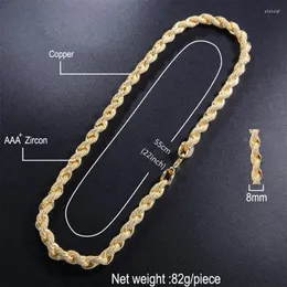 Catene Hip Hop Full Iced Out 8mm 20inch Collana con catena a corda Twisted Link Oro Argento Colore Per donna Uomo Gioielli di moda Regalo Gord22