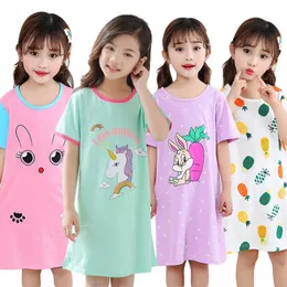 Pyjamas Unicorn Cotton Nightdress Little Teen Girl Dresses Children Cartoon Summer Nightrown Home Clothes Kids Sleepwear Gecelik 230627